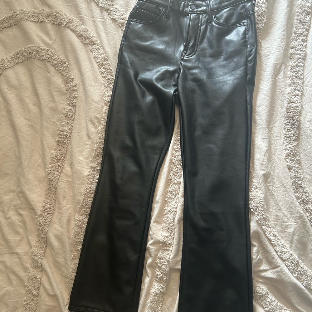 MOTHER The Insider Ankle Faux Leather Pants Faux Show